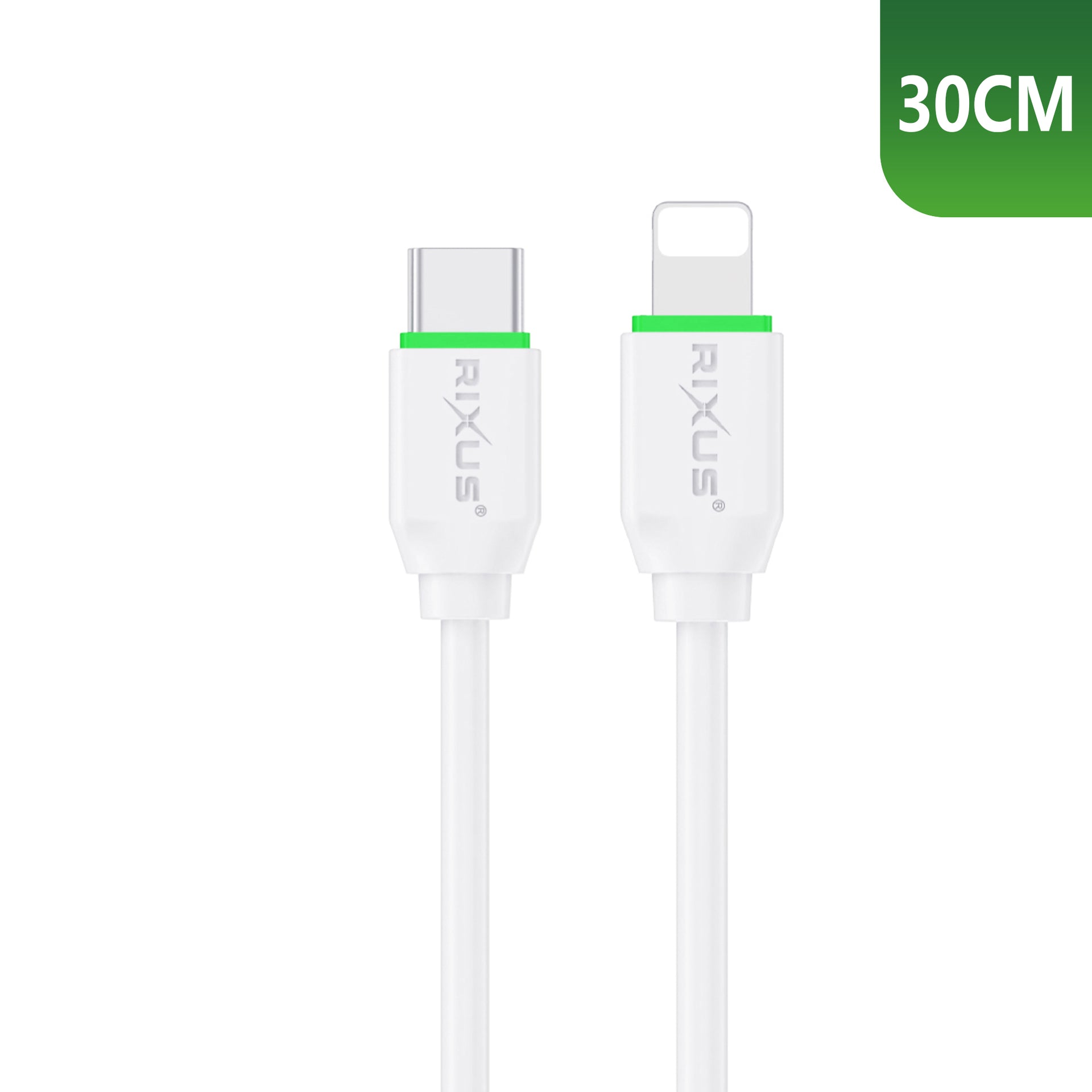 Rixus RXUC13L Fast Charging Cable USB-C To Lightning Connector 30cm White