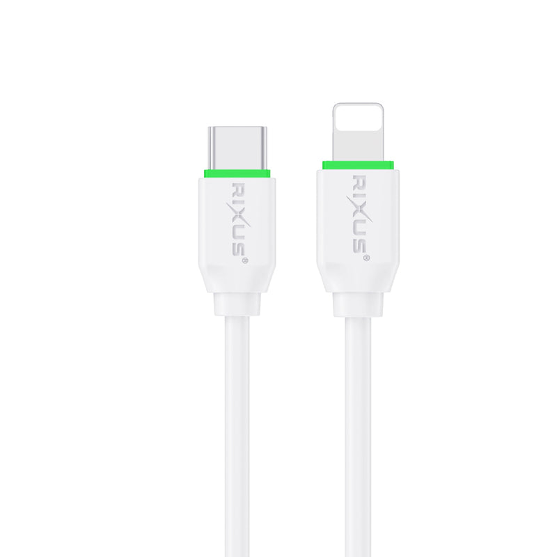 Rixus RXUC13L Fast Charging Cable USB-C To Lightning 30CM White