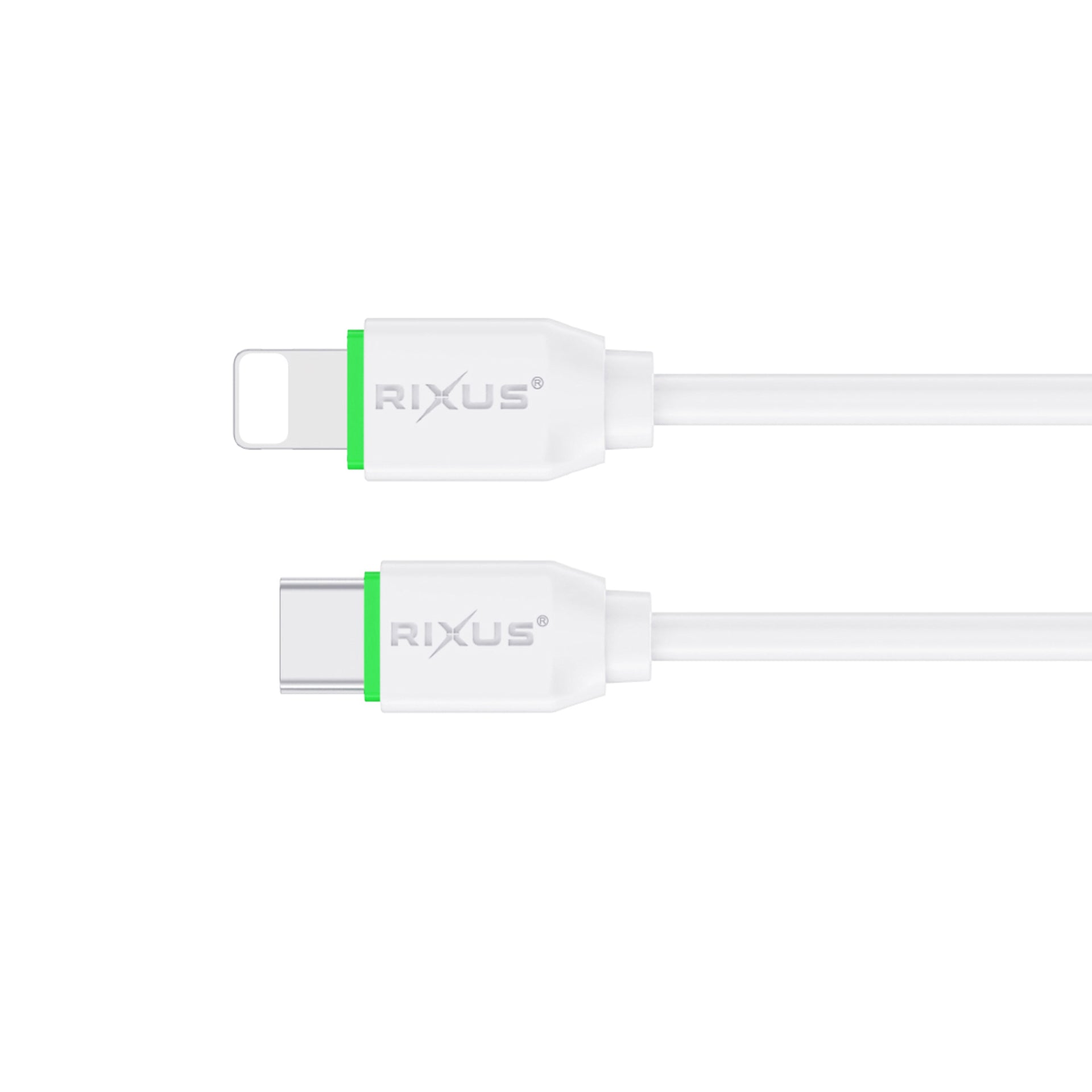 Rixus RXUC13L Fast Charging Cable USB-C To Lightning Connector 30cm White