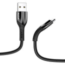 Rixus RXUC37AC Charging Cable USB-A To USB-C Braided Nylon 30cm Black
