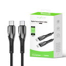 Rixus RXUC38C Fast Charging Cable USB-C To USB-C Braided Nylon 200CM Black