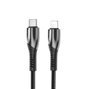 Rixus RXUC39L Fast Charging Cable USB-C To Lightning Nylon 3m Black