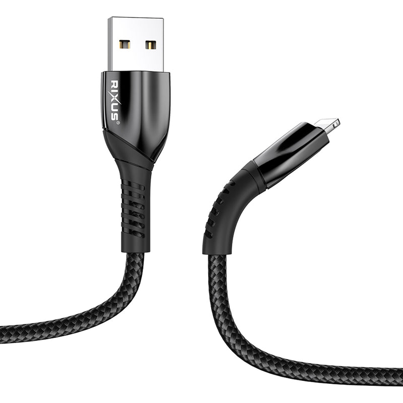 Rixus RXUC39AL Charging Cable USB-A To Lightning Nylon 300CM Black