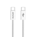 Rixus RXUC08C Fast Charging Cable USB-C To USB-C Cable Braided Nylon 180CM White
