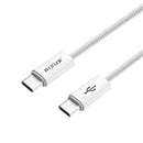 Rixus RXUC08C Fast Charging Cable USB-C To USB-C Cable Braided Nylon 180CM White