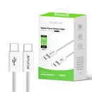 Rixus RXUC08C Fast Charging Cable USB-C To USB-C Cable Braided Nylon 180CM White
