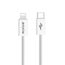 Rixus RXUC08L Fast Charging Cable USB-C To Lightning Cable Braided Nylon 180CM White