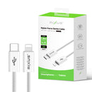 Rixus RXUC08L Fast Charging Cable USB-C To Lightning Cable Braided Nylon 180CM White