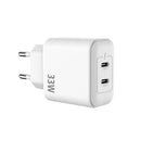 Rixus RXHC33D GaN Double USB-C Power Adapter 33W White