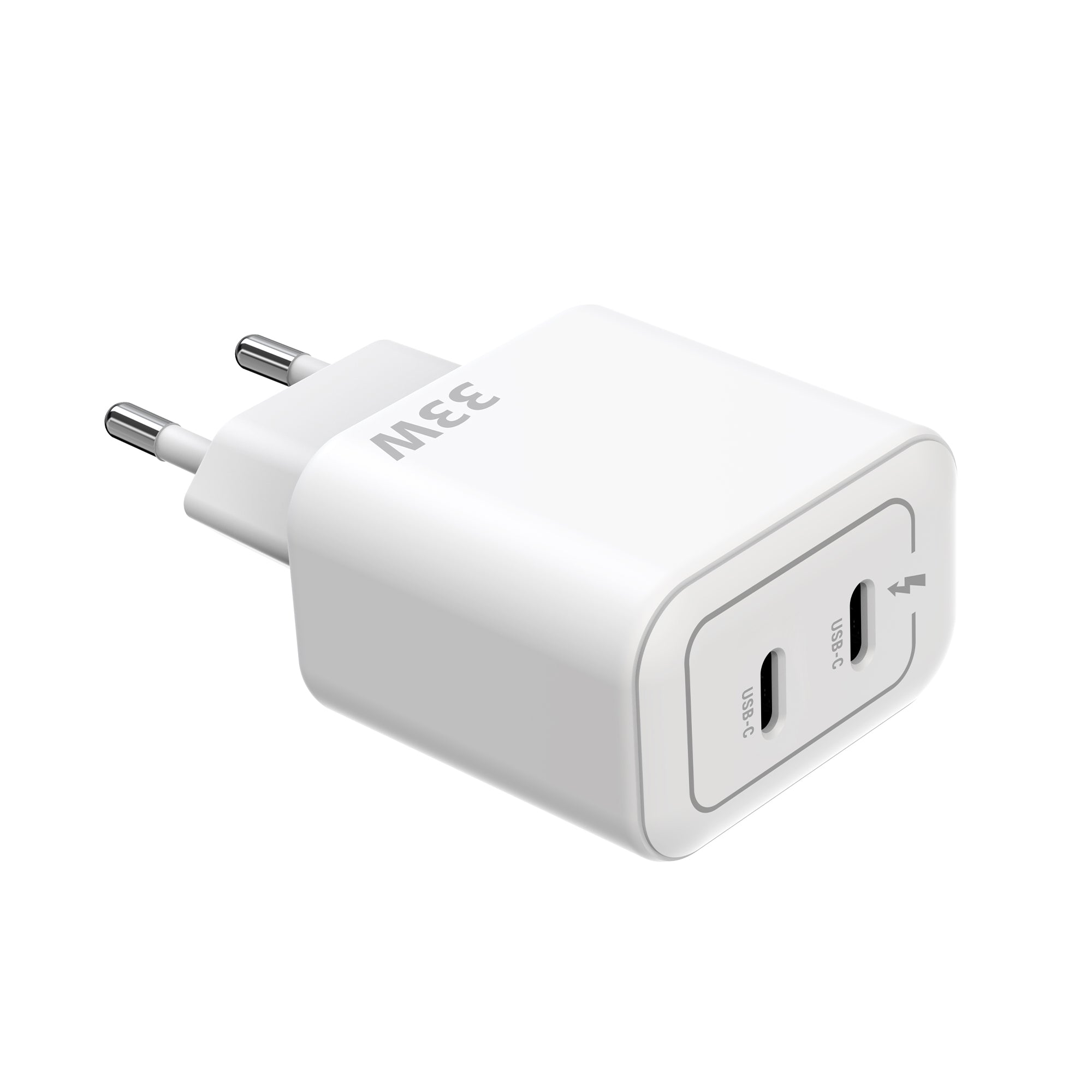 Rixus RXHC33D GaN Double USB-C Power Adapter 33W White