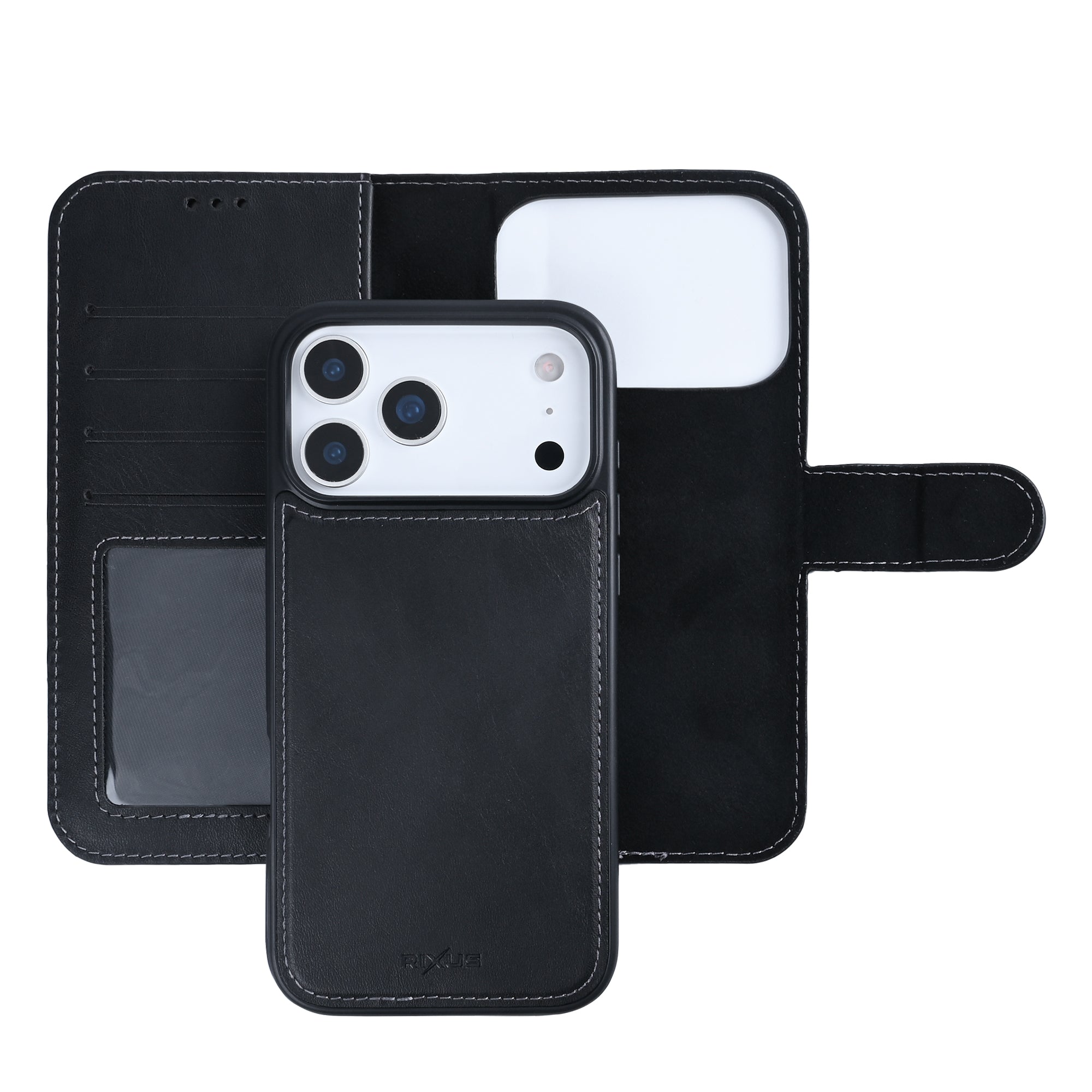 Rixus Duo Magnetic Detachable Wallet For Apple iPhone 17 Pro Max Black