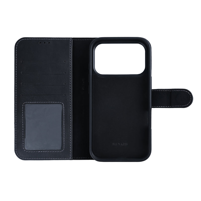 Rixus Duo Magnetic Detachable Wallet For iPhone 17 Pro Max Black