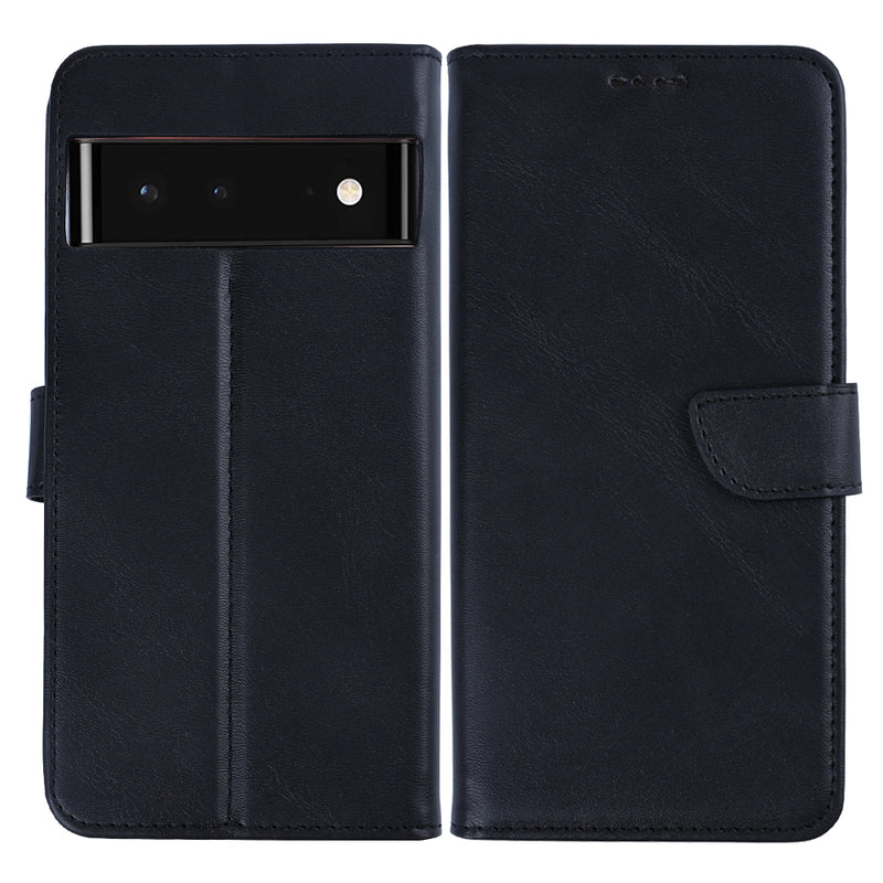 Rixus Bookcase For Google Pixel 6 Pro Black