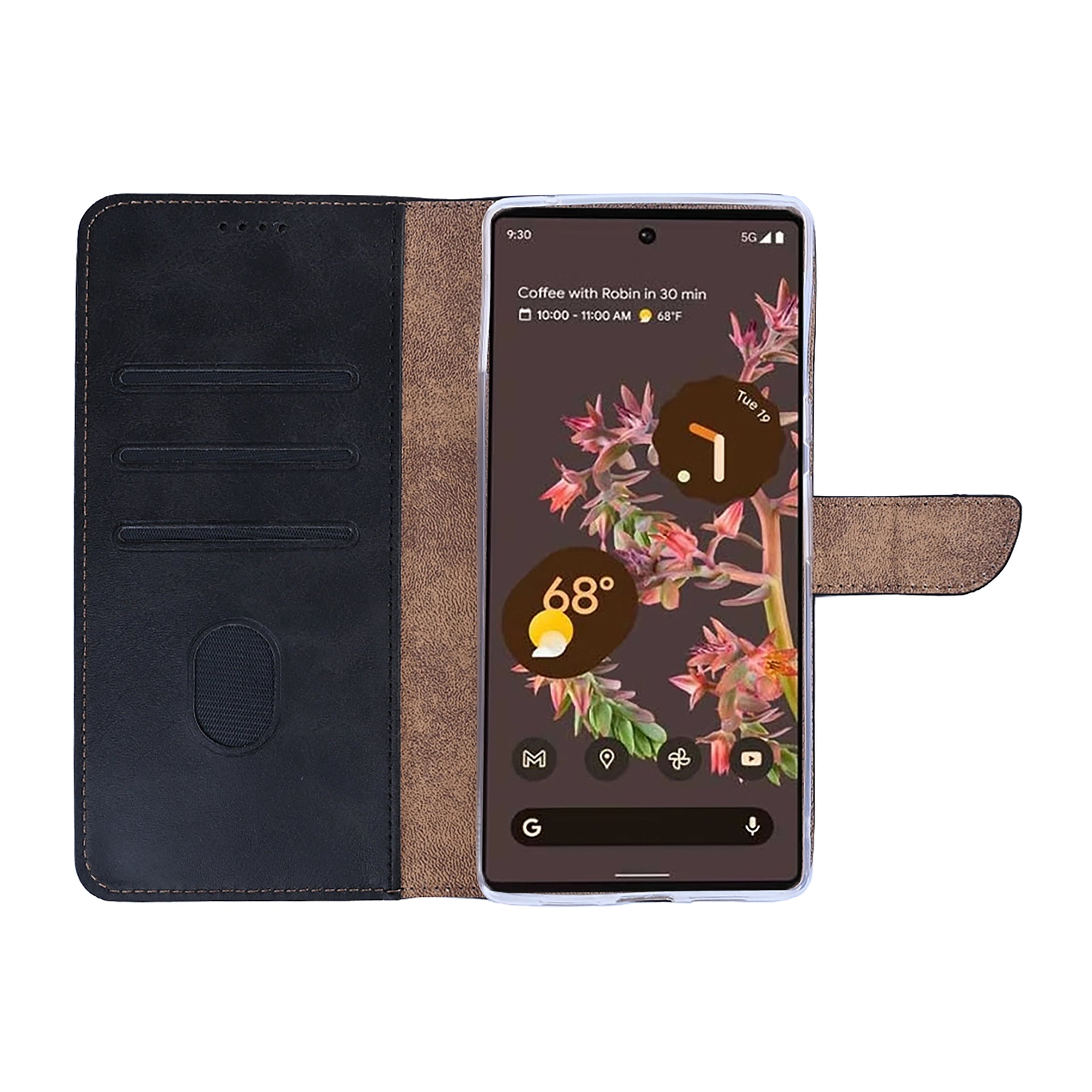 Rixus Bookcase For Google Pixel 6 Pro Black
