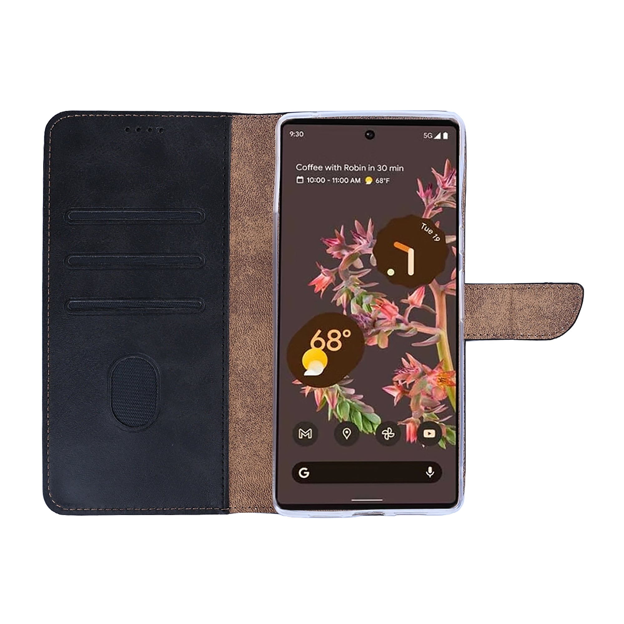 Rixus Bookcase For Google Pixel 6 Pro Black