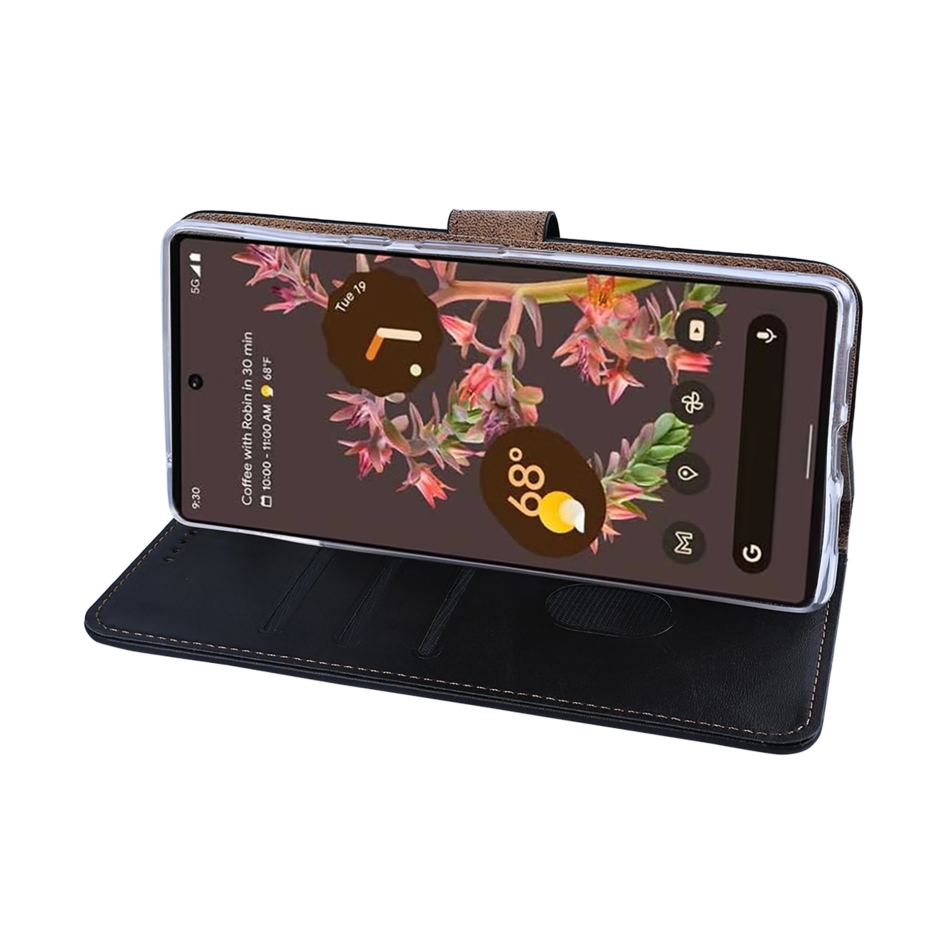 Rixus Bookcase For Google Pixel 6 Pro Black