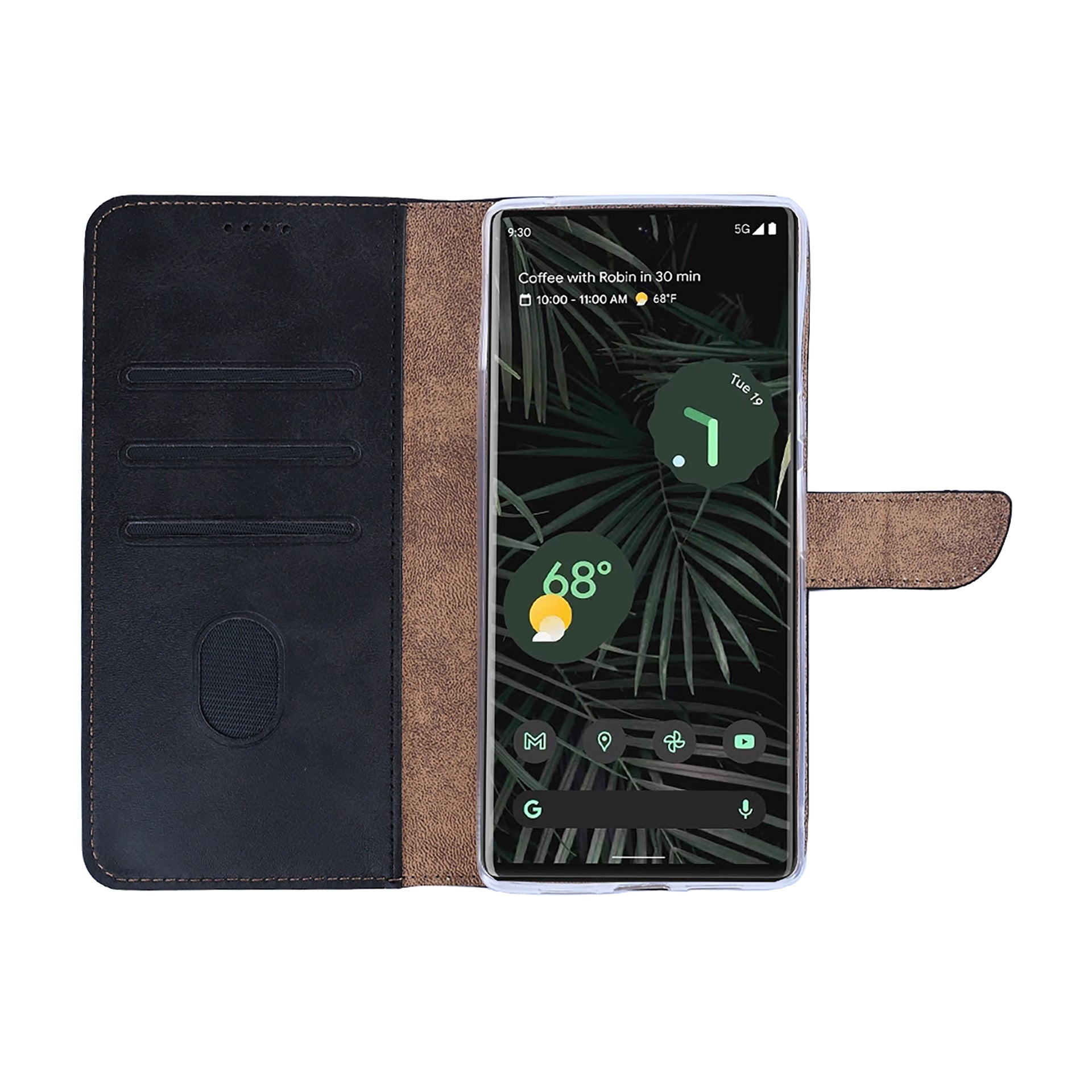 Rixus Bookcase For Google Pixel 6A Black
