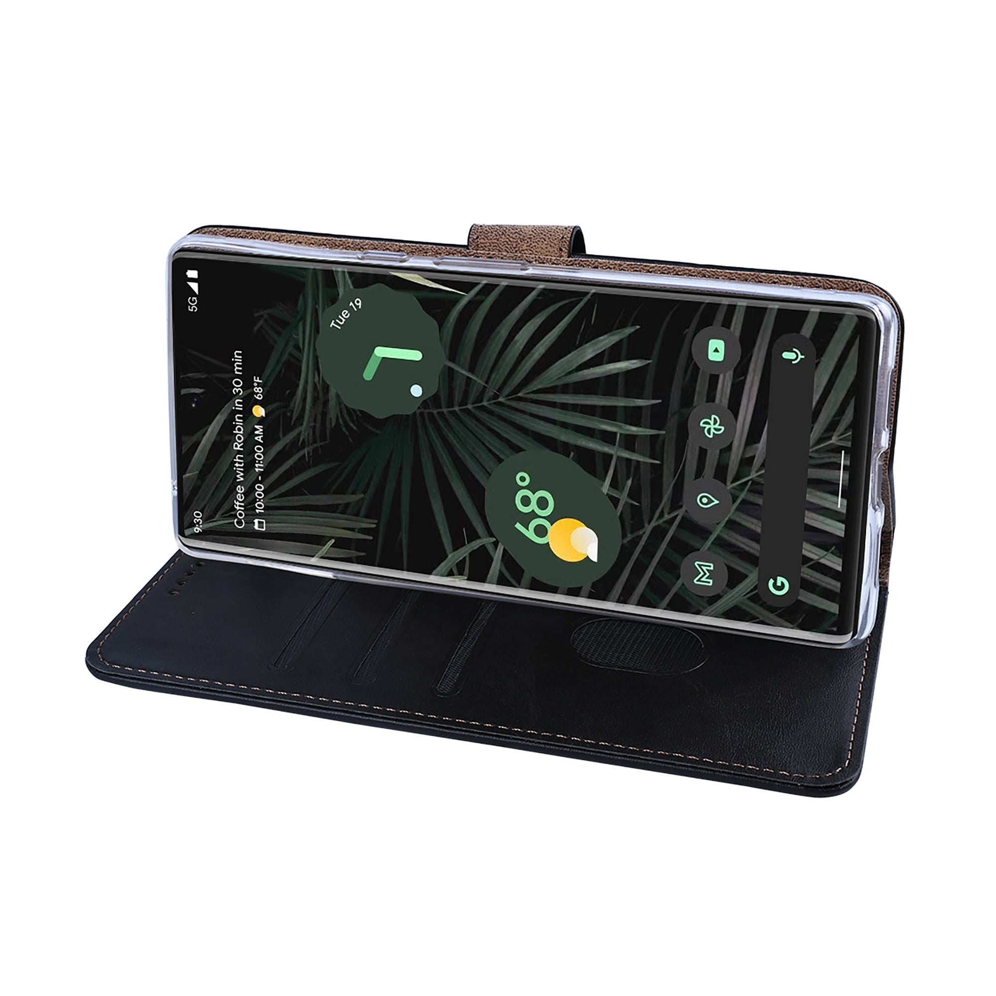 Rixus Bookcase For Google Pixel 6A Black