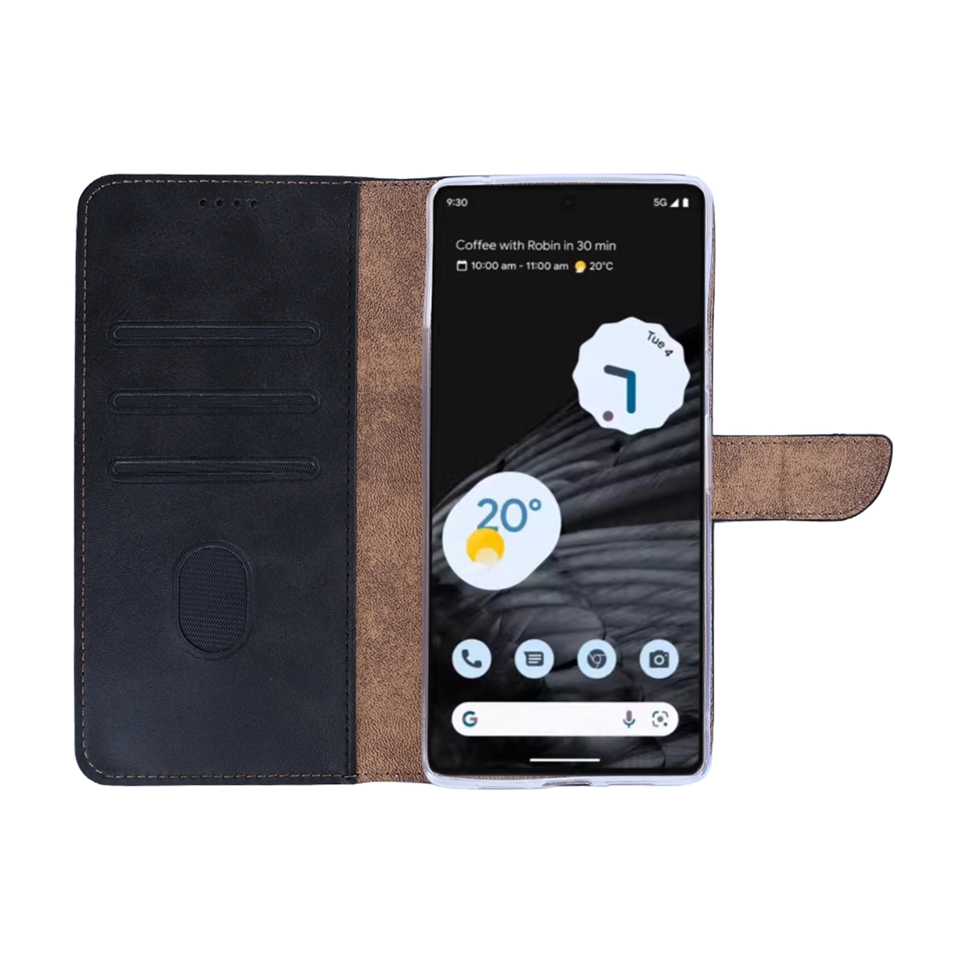 Rixus Bookcase For Google Pixel 7 Pro Black