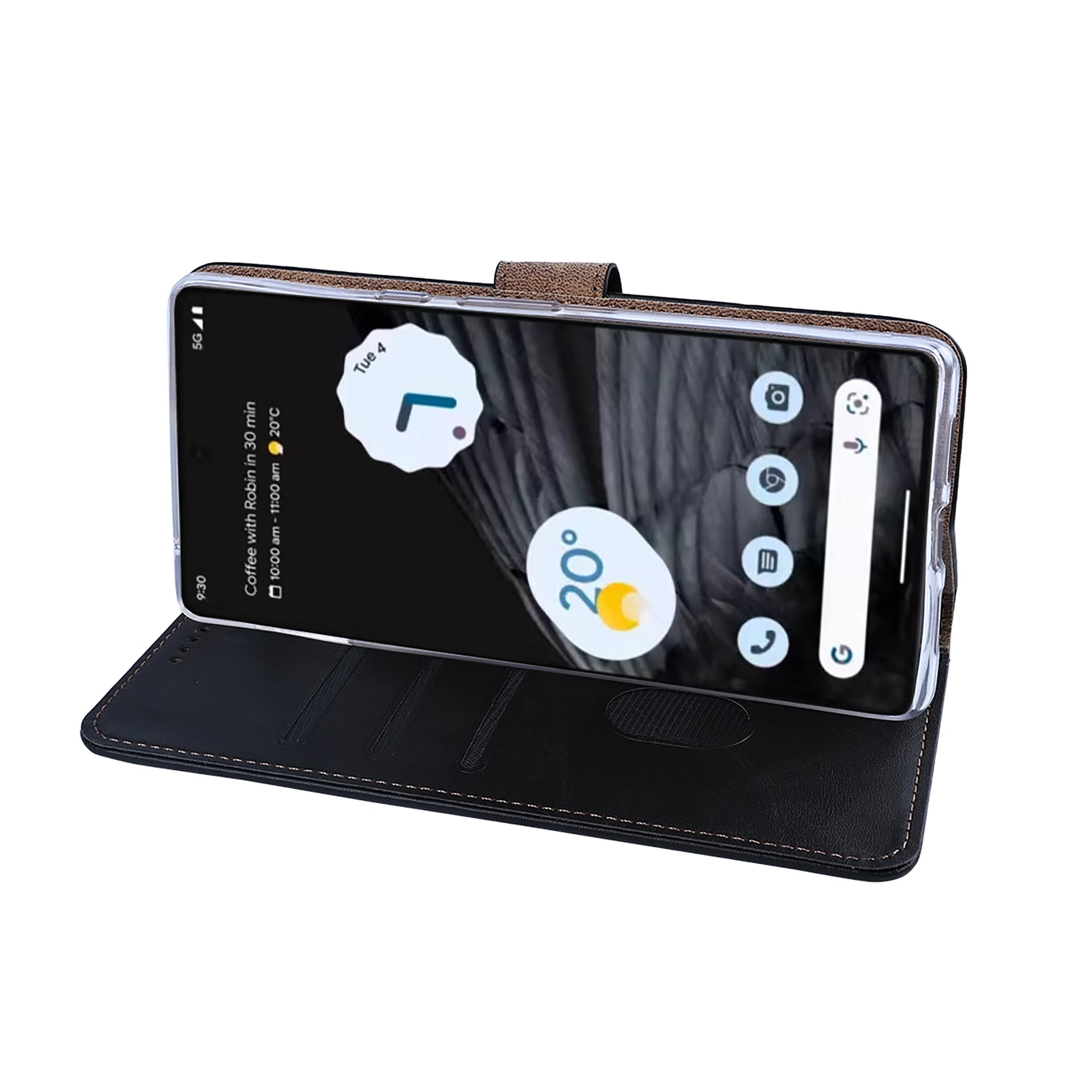 Rixus Bookcase For Google Pixel 7 Pro Black