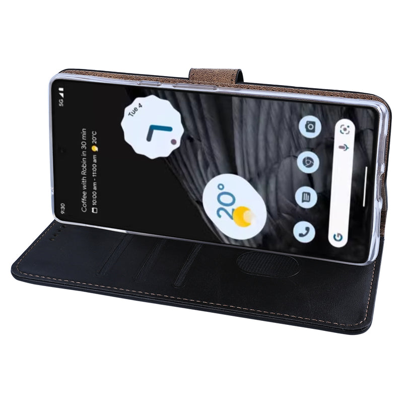 Rixus Bookcase For Google Pixel 7 Pro Black