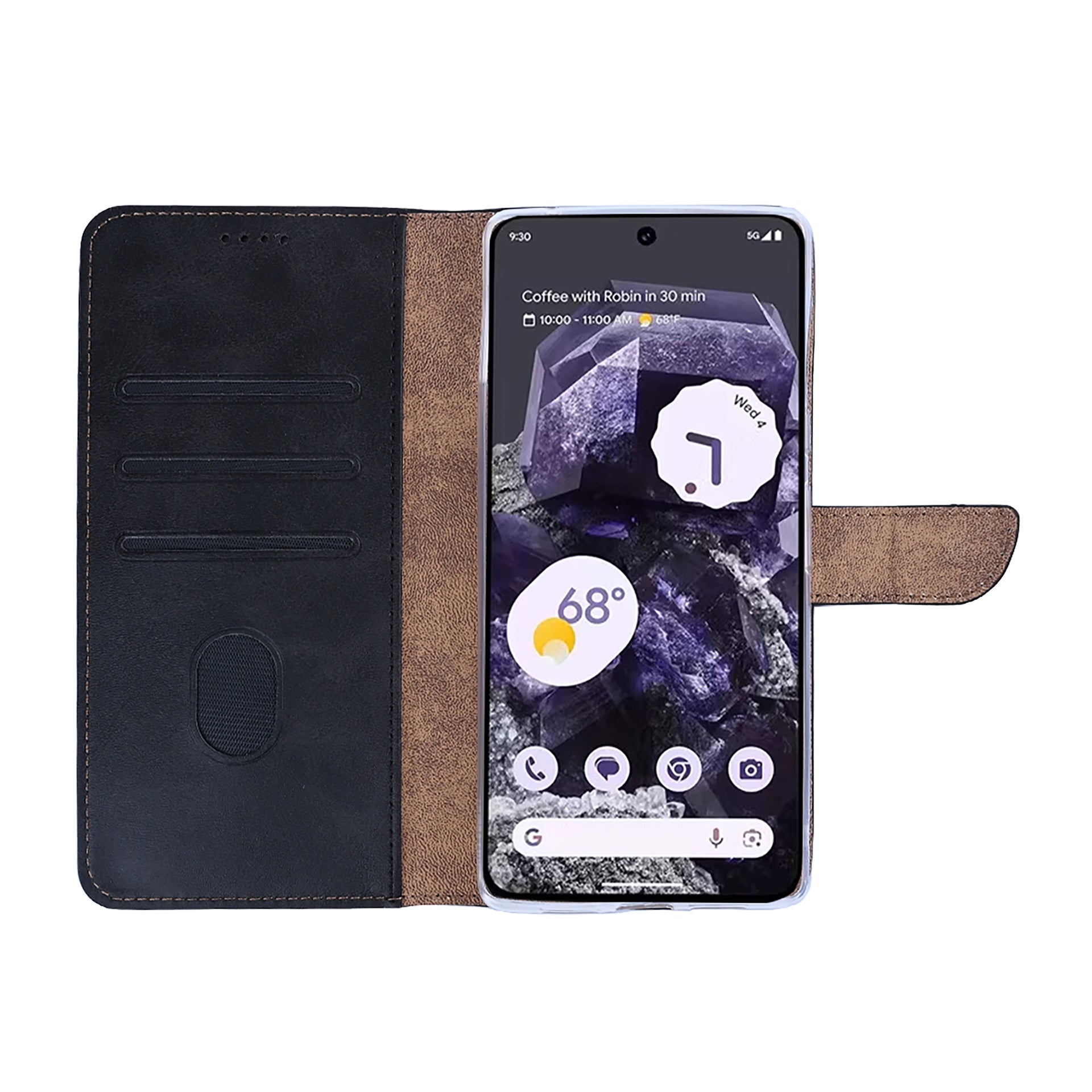 Rixus Bookcase For Google Pixel 8 Black