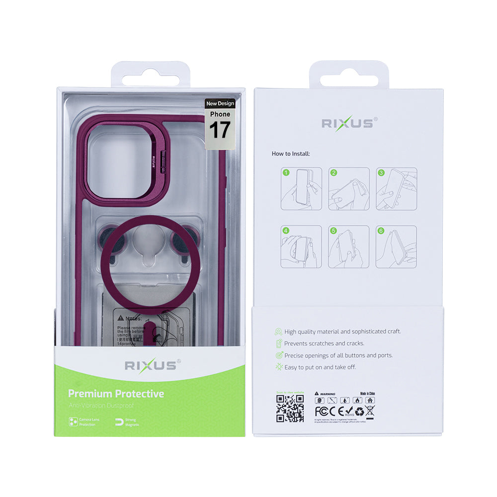 Rixus Classic 03 Case With MagSafe Compatible For Apple iPhone 17 Dark Pink