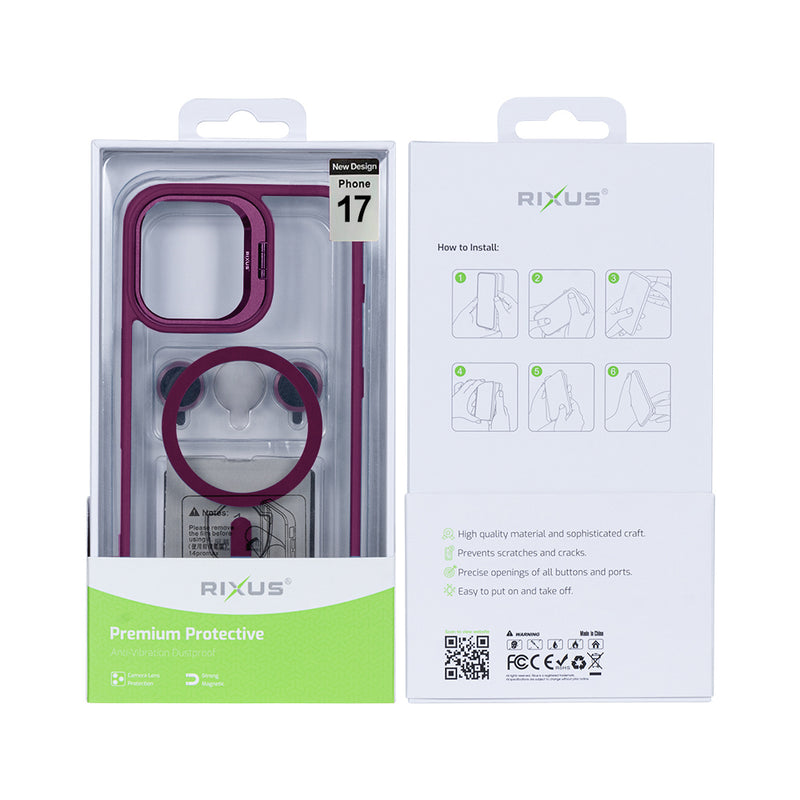 Rixus Classic 03 Case With MagSafe For iPhone 17 Dark Pink