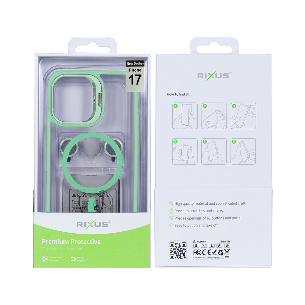 Rixus Classic 03 Case With MagSafe Compatible For Apple iPhone 17 Light Green