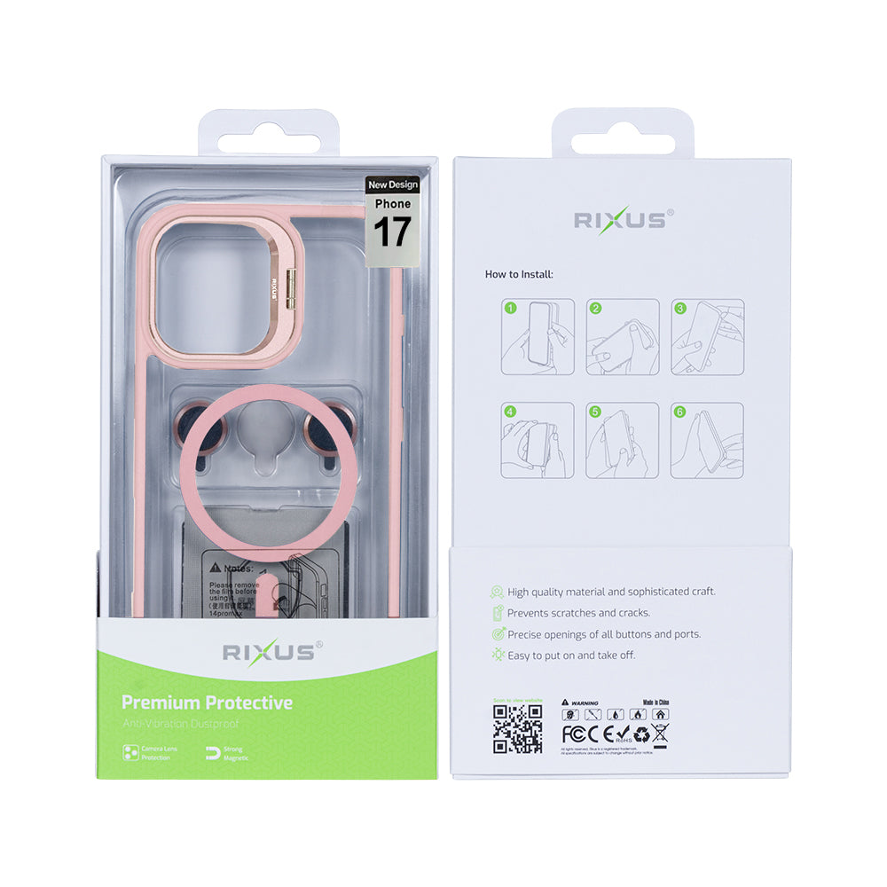 Rixus Classic 03 Case With MagSafe Compatible For Apple iPhone 17 Light Pink