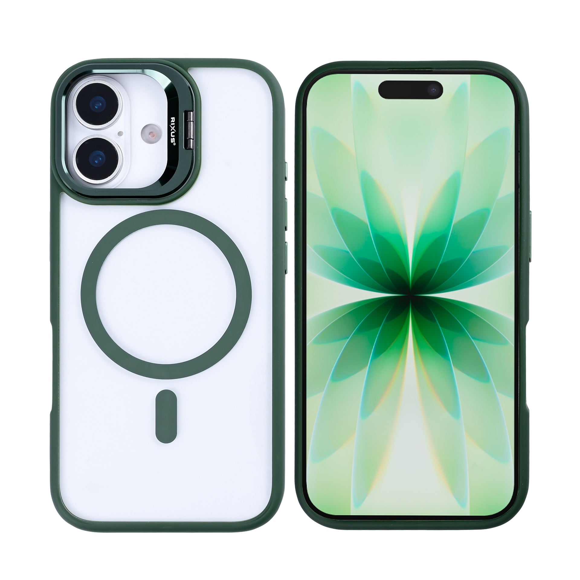Rixus Classic 03 Case With MagSafe Compatible For Apple iPhone 17 Dark Green
