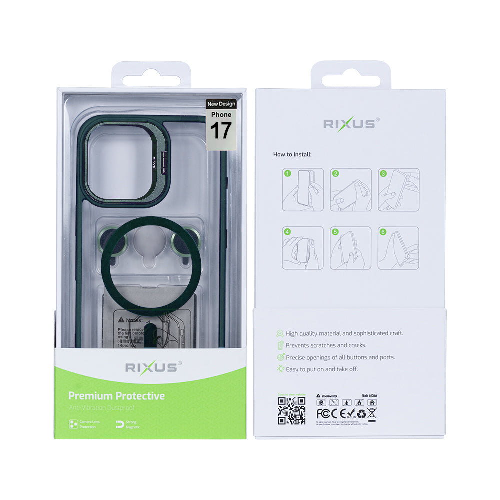 Rixus Classic 03 Case With MagSafe Compatible For Apple iPhone 17 Dark Green