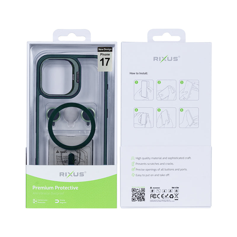 Rixus Classic 03 Case With MagSafe For iPhone 17 Dark Green