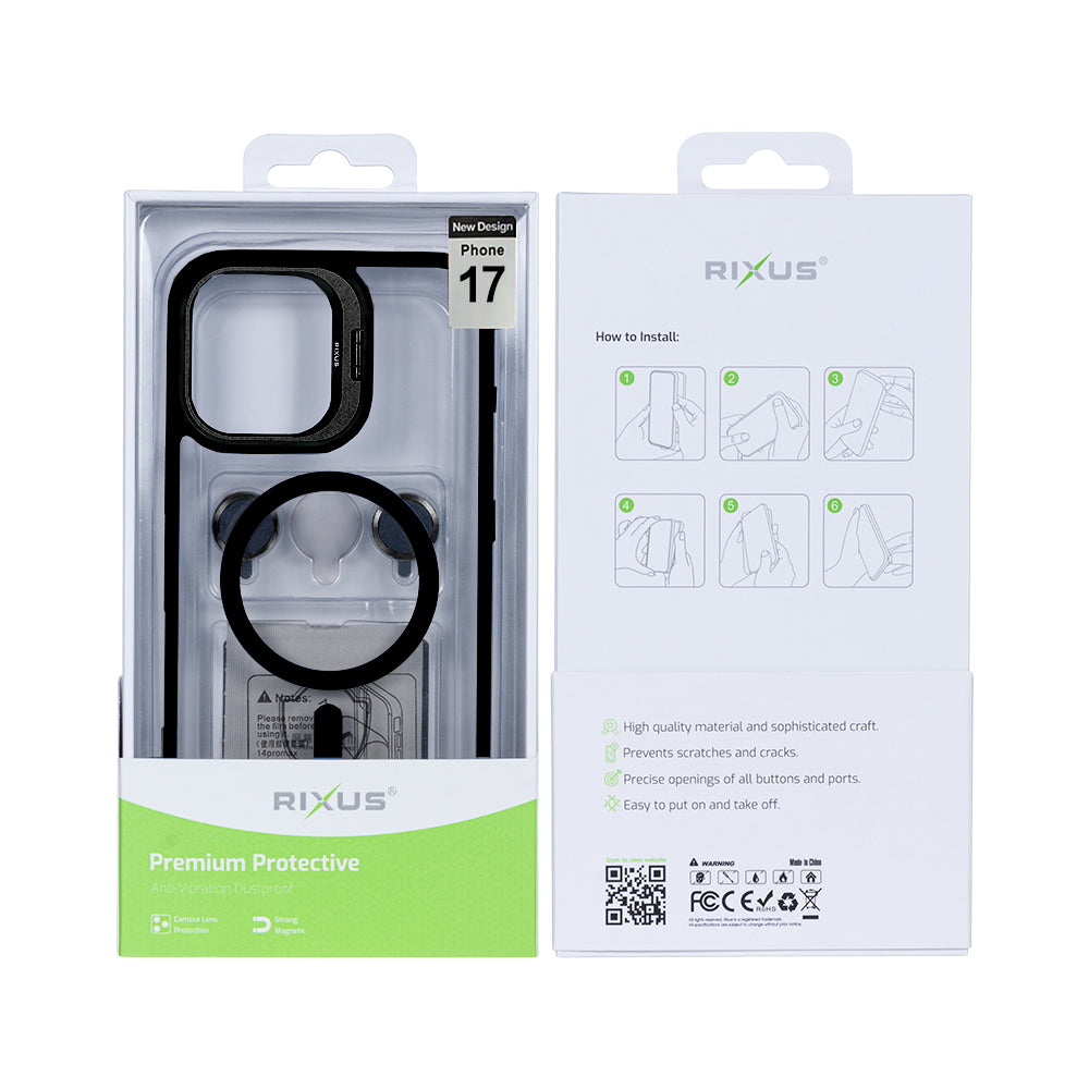 Rixus Classic 03 Case With MagSafe Compatible For Apple iPhone 17 Black