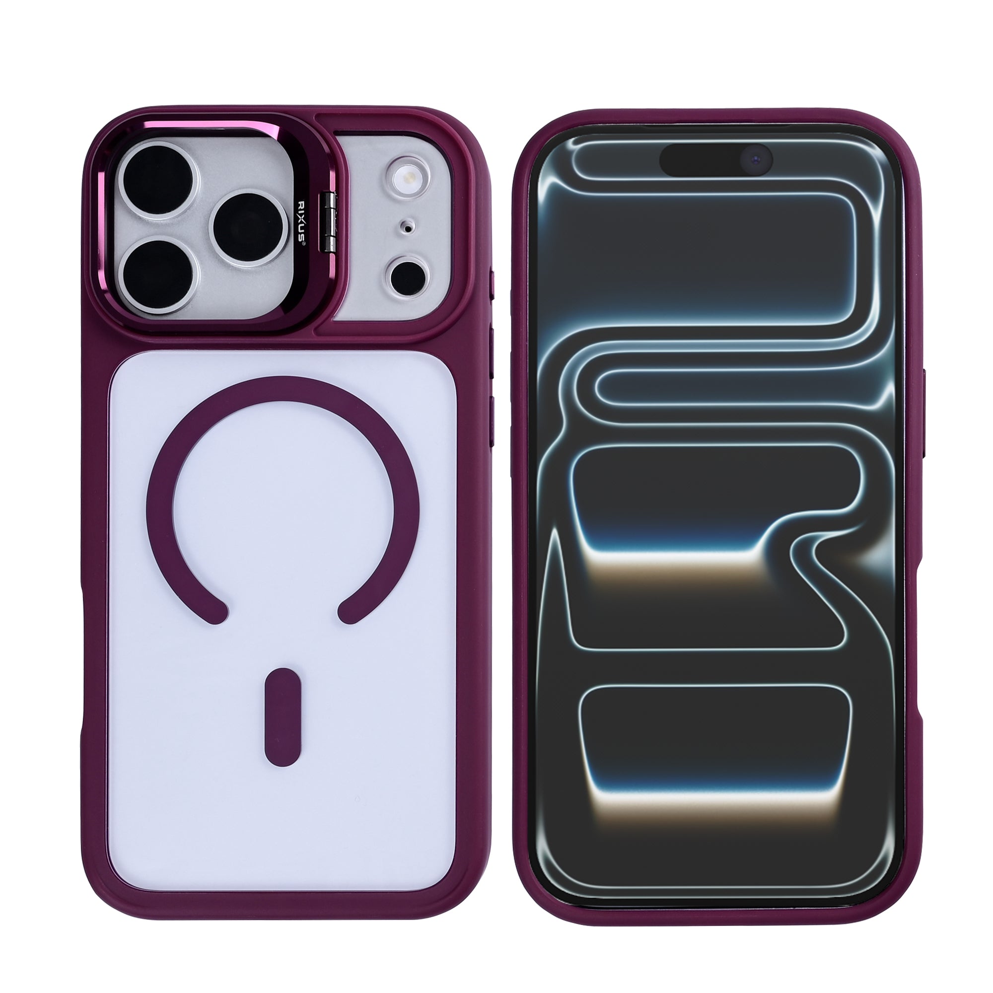 Rixus Classic 03 Case With MagSafe Compatible For Apple iPhone 17 Pro Dark Pink