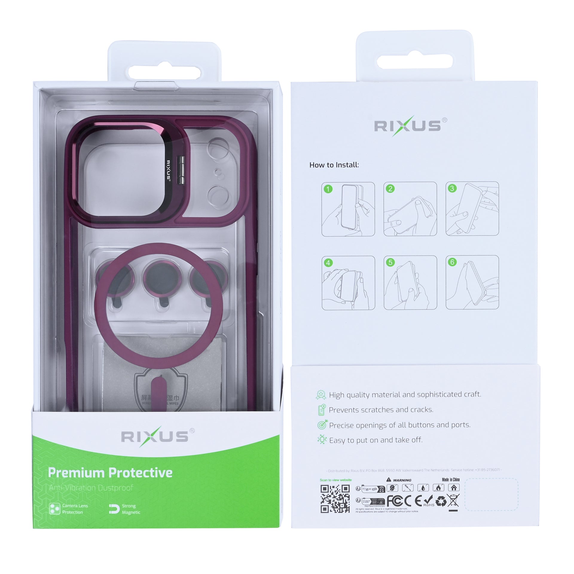 Rixus Classic 03 Case With MagSafe Compatible For Apple iPhone 17 Pro Dark Pink