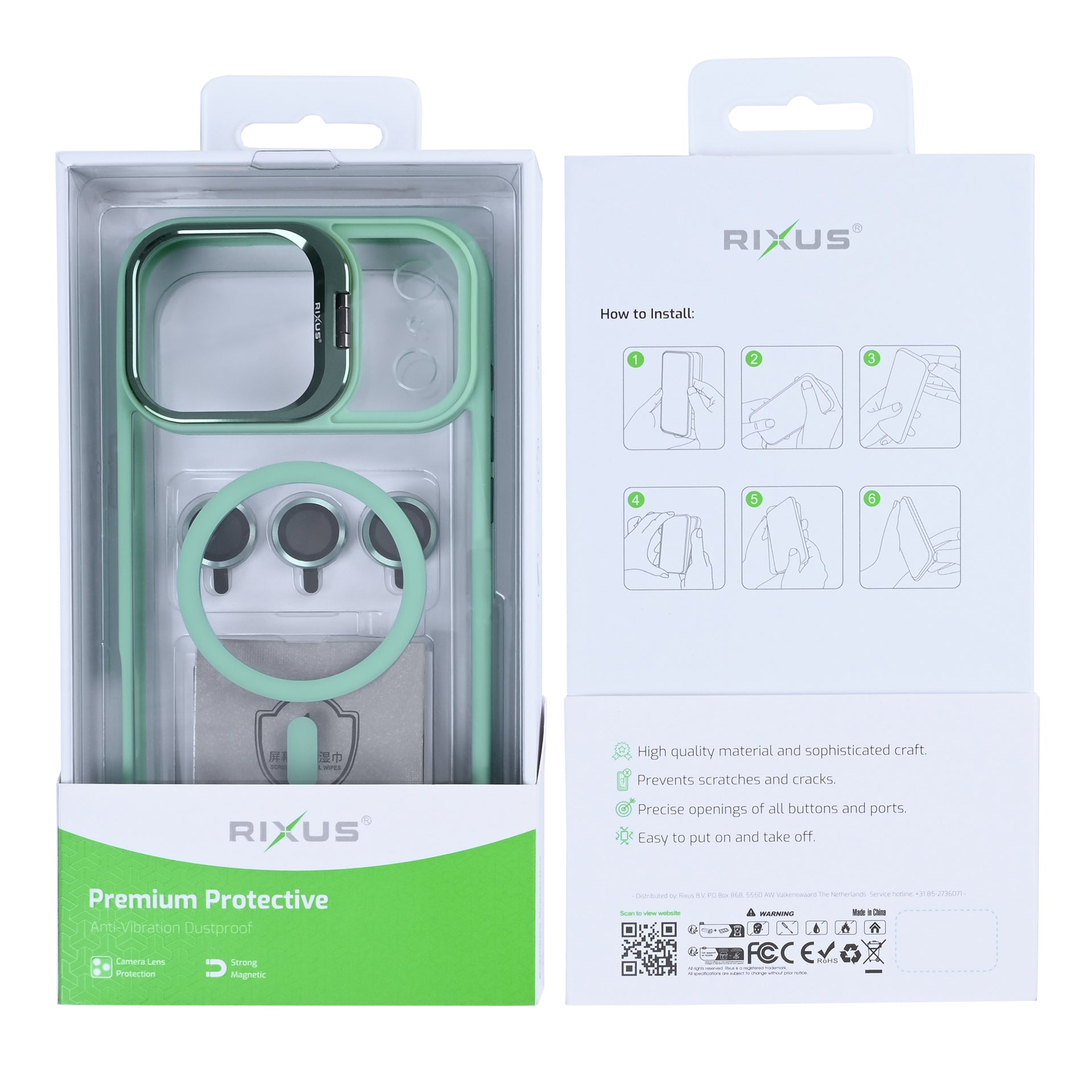 Rixus Classic 03 Case With MagSafe Compatible For Apple iPhone 17 Pro Light Green