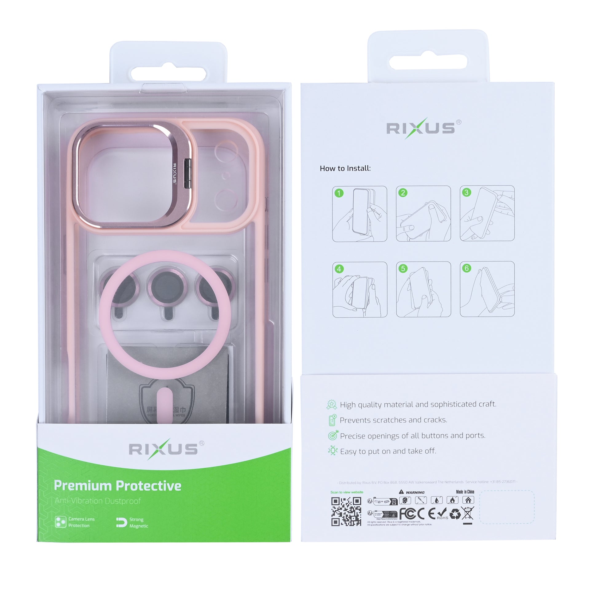 Rixus Classic 03 Case With MagSafe Compatible For Apple iPhone 17 Pro Light Pink