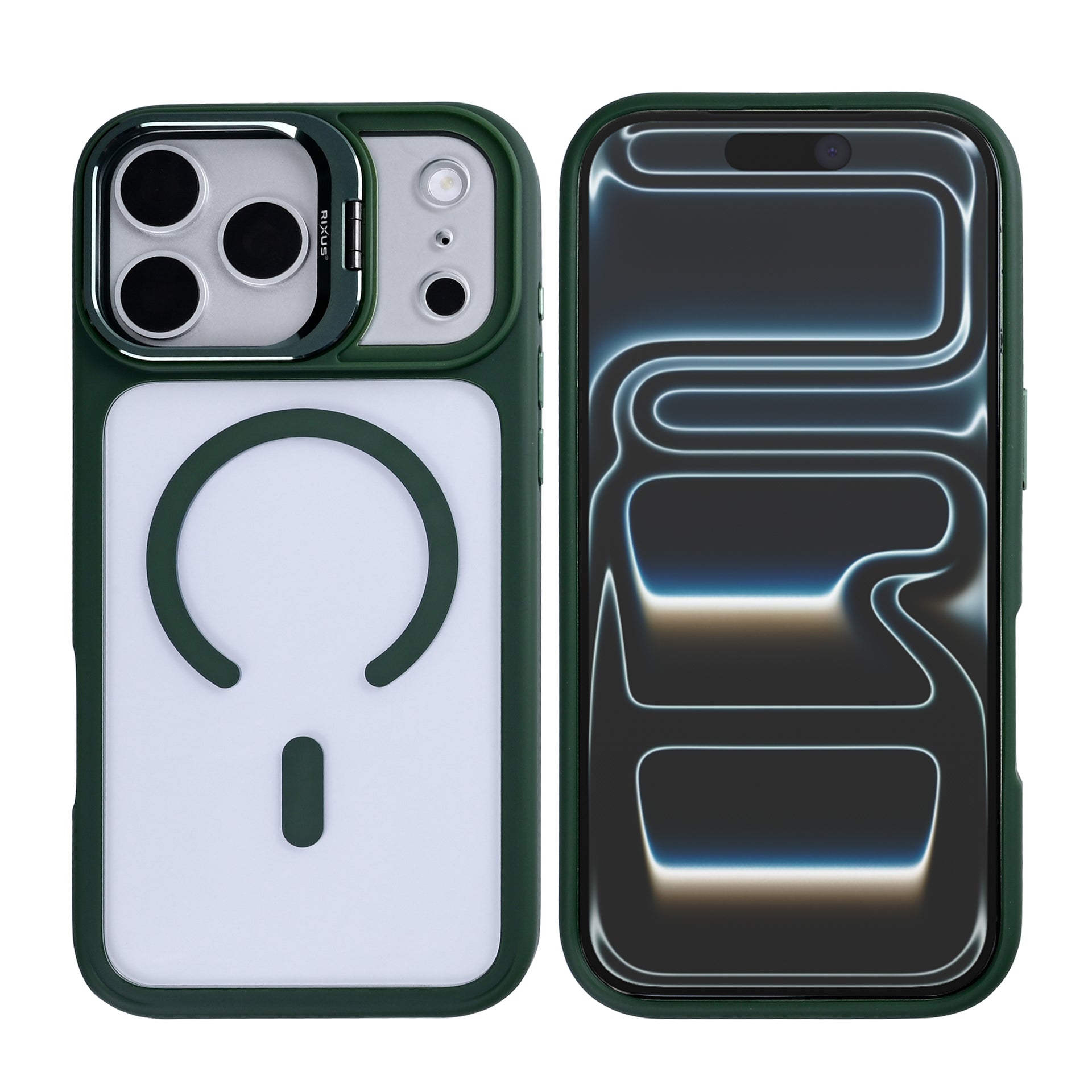 Rixus Classic 03 Case With MagSafe Compatible For Apple iPhone 17 Pro Dark Green