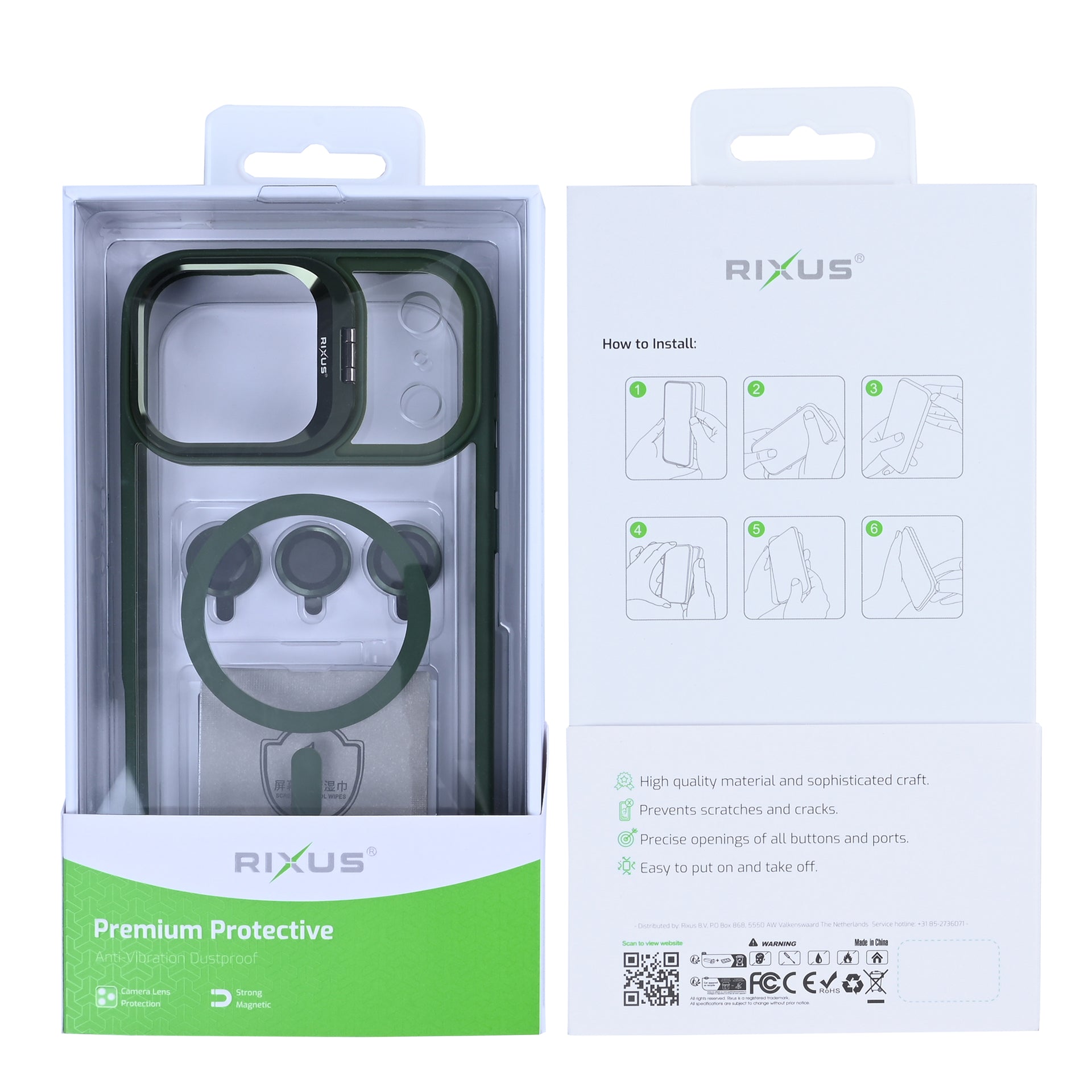 Rixus Classic 03 Case With MagSafe Compatible For Apple iPhone 17 Pro Dark Green