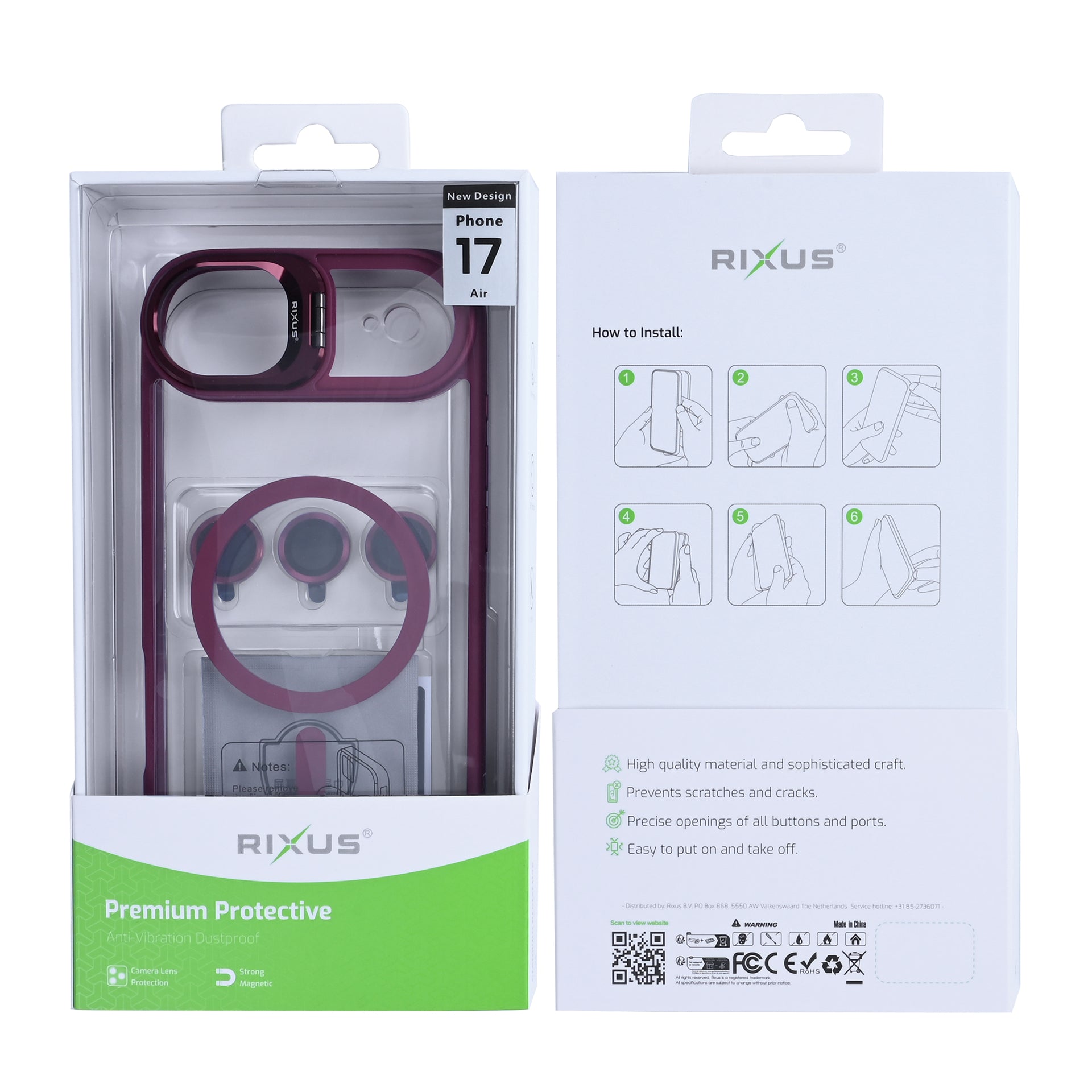 Rixus Classic 03 Case With MagSafe Compatible For Apple iPhone 17 Air Dark Pink