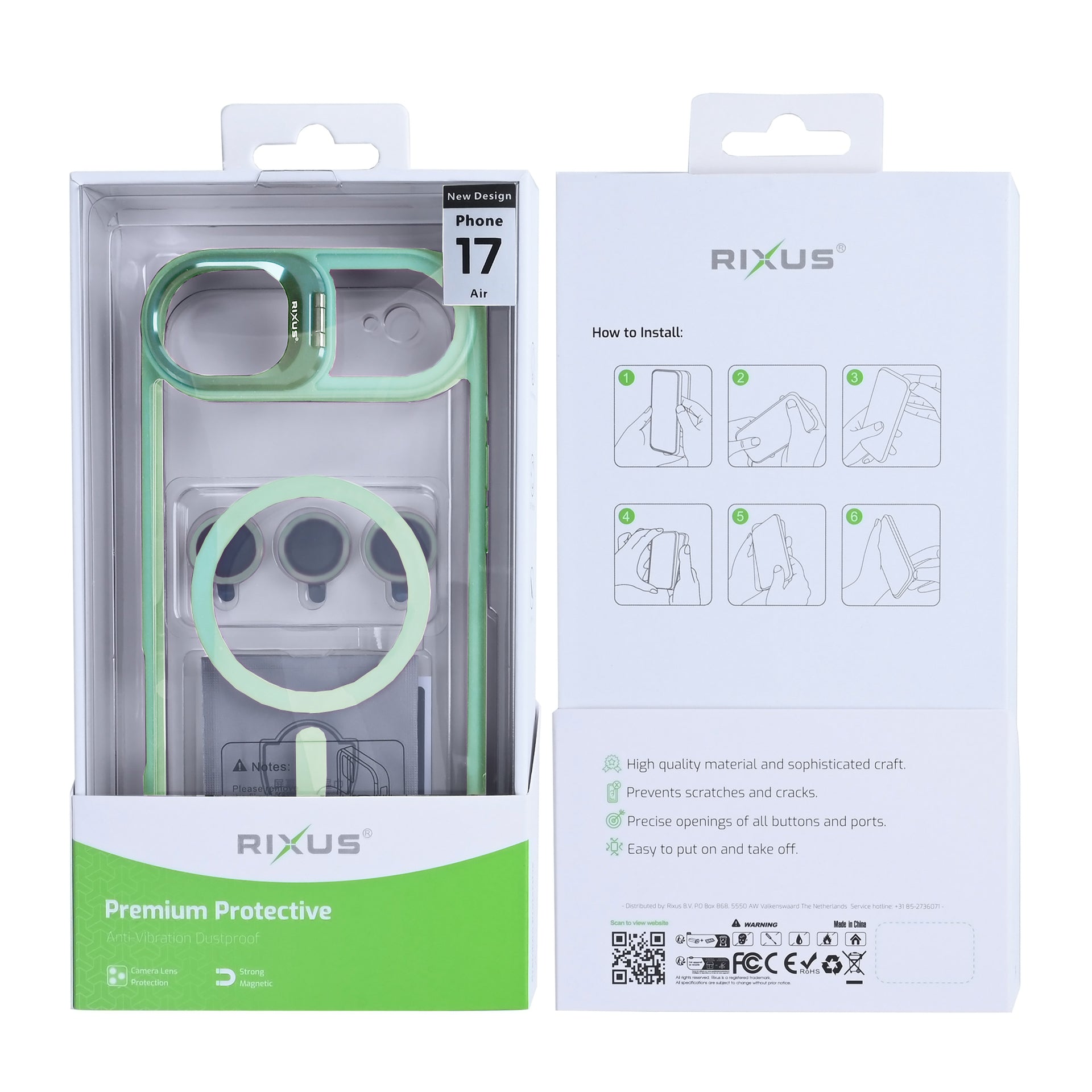Rixus Classic 03 Case With MagSafe Compatible For Apple iPhone 17 Air Light Green