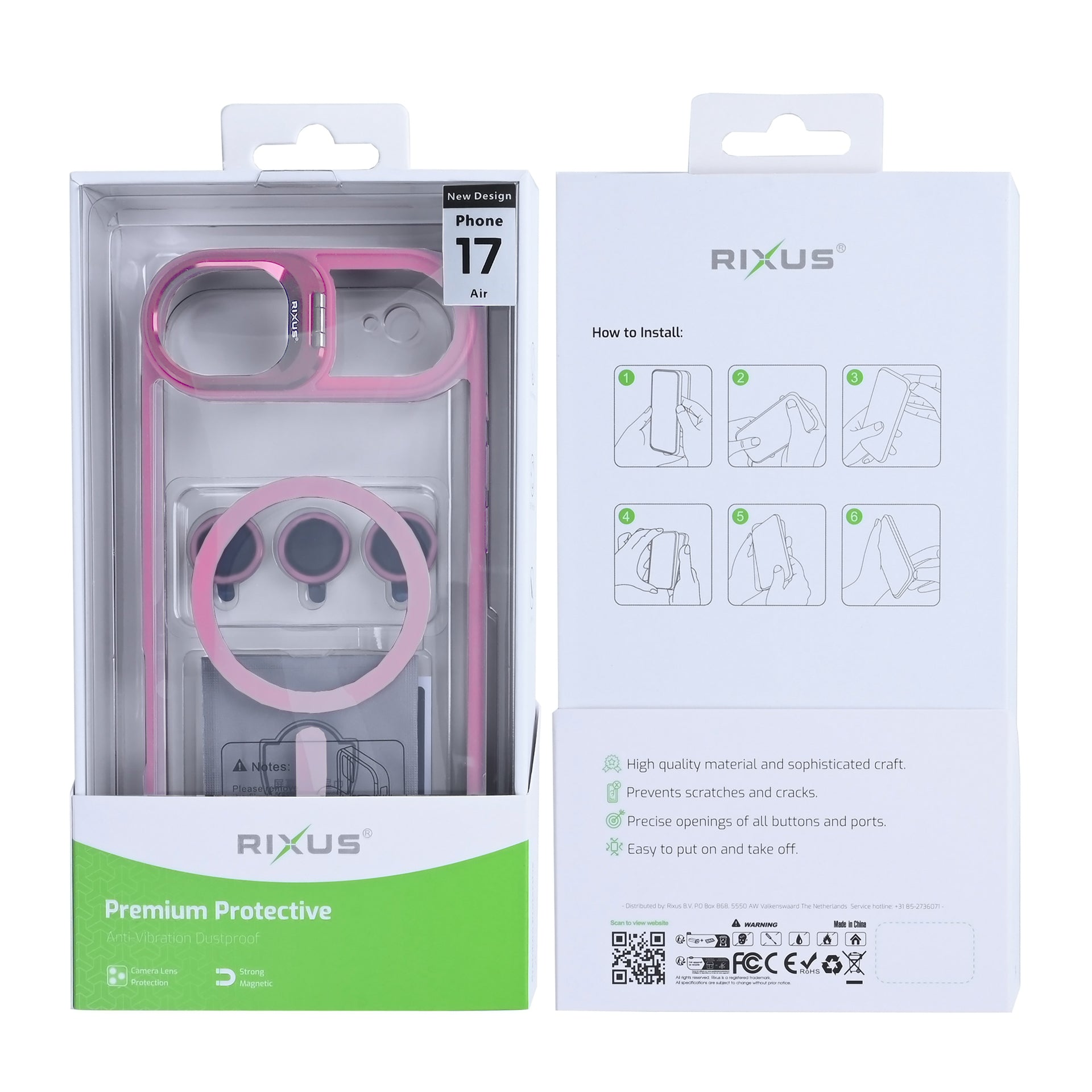 Rixus Classic 03 Case With MagSafe Compatible For Apple iPhone 17 Air Light Pink