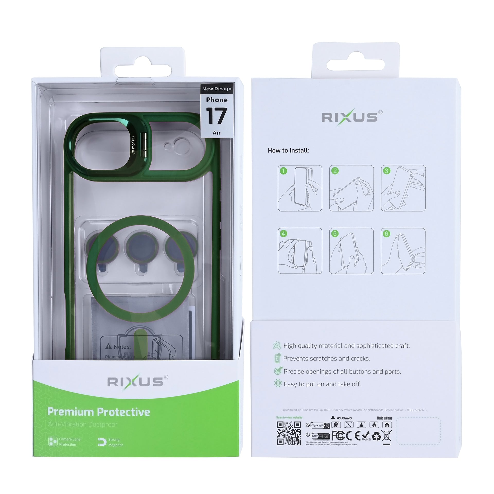 Rixus Classic 03 Case With MagSafe Compatible For Apple iPhone 17 Air Dark Green