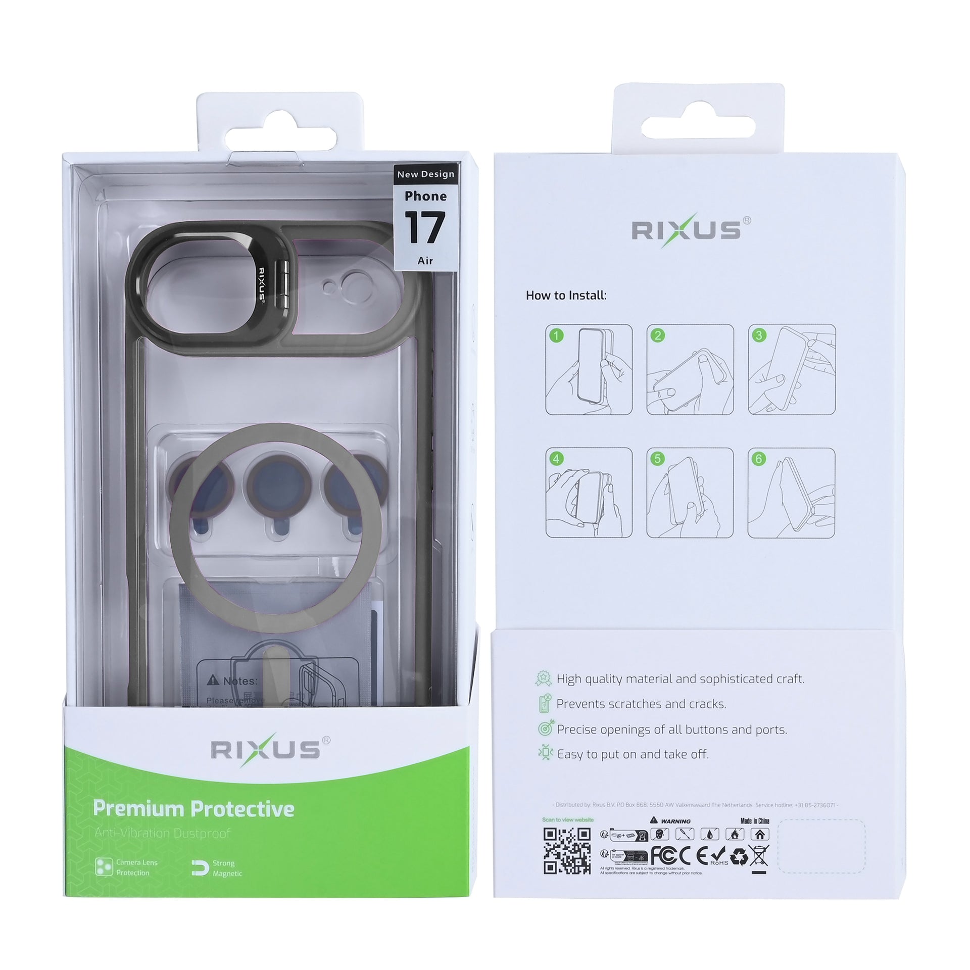 Rixus Classic 03 Case With MagSafe Compatible For Apple iPhone 17 Air Titanium Grey