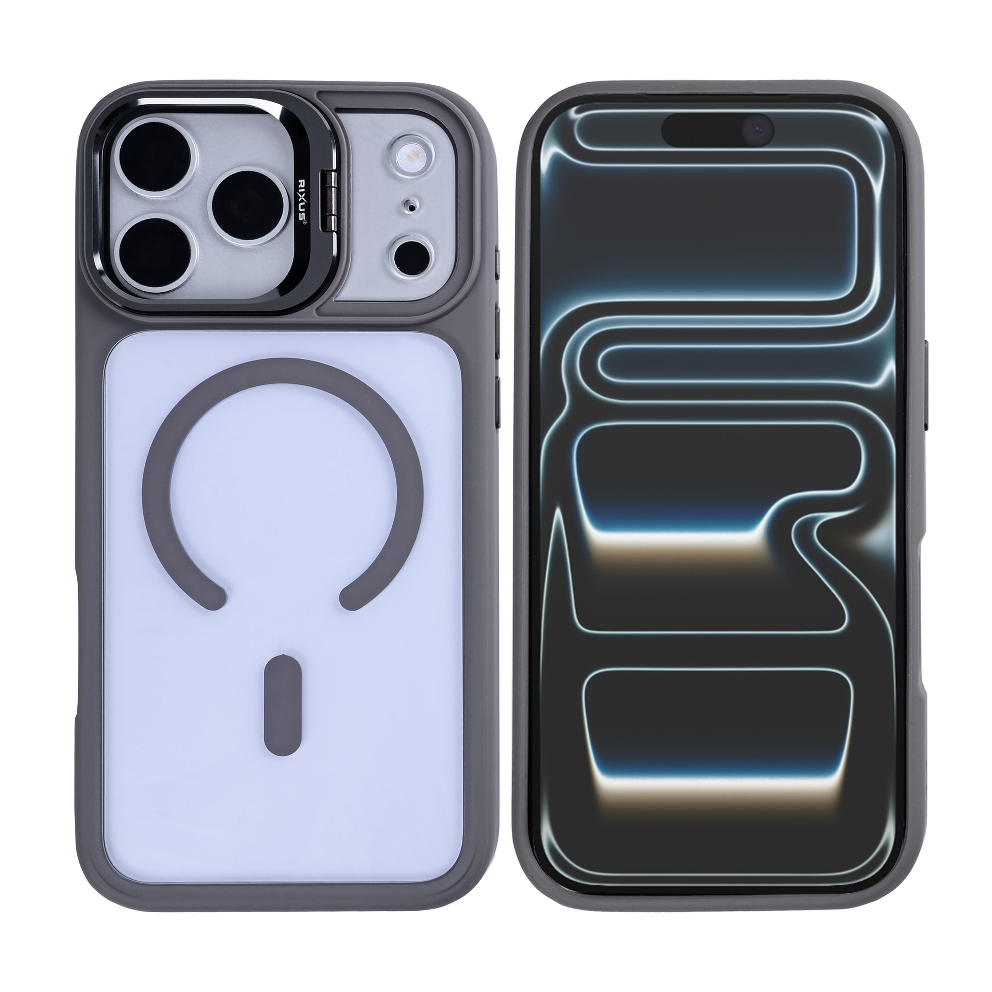 Rixus Classic 03 Case With MagSafe Compatible For Apple iPhone 17 Pro Max Titanium Grey