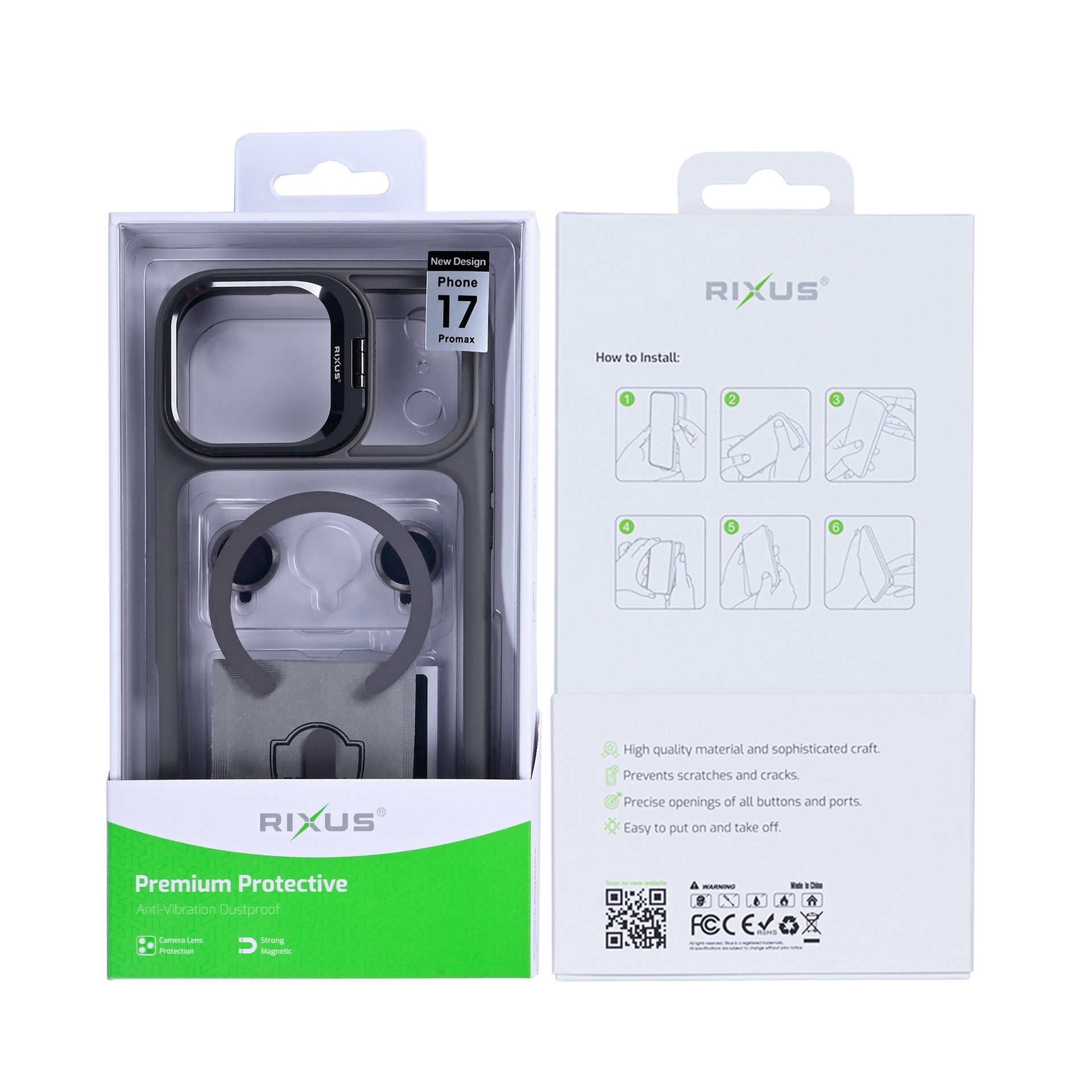 Rixus Classic 03 Case With MagSafe Compatible For Apple iPhone 17 Pro Max Titanium Grey