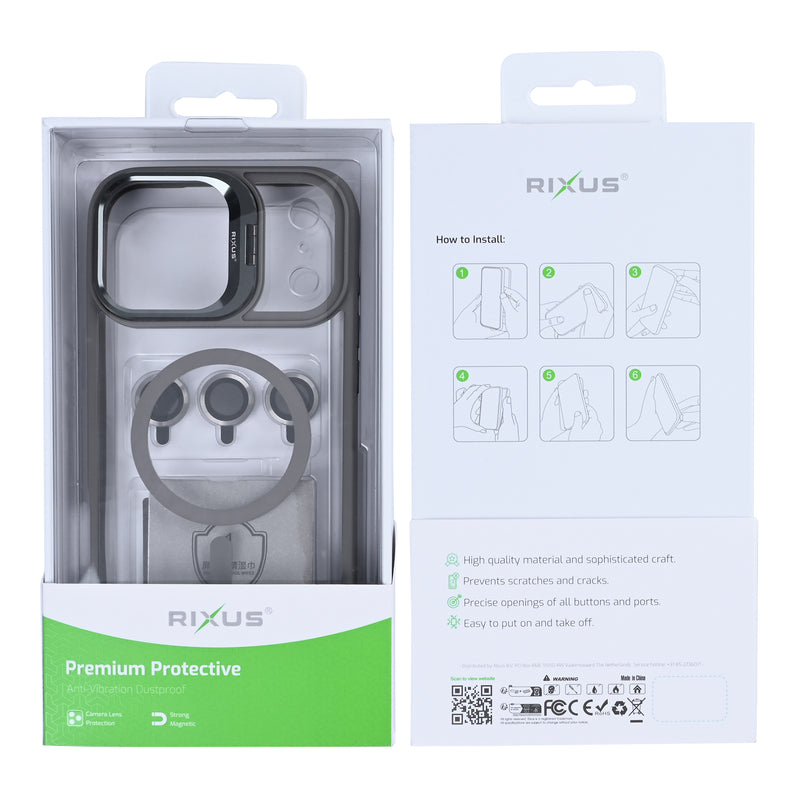 Rixus Classic 03 Case With MagSafe For iPhone 17 Pro Max Titanium Grey