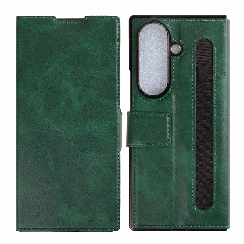 Rixus Wallet Case With Pen Holder For Samsung Galaxy Z Fold 7 Green