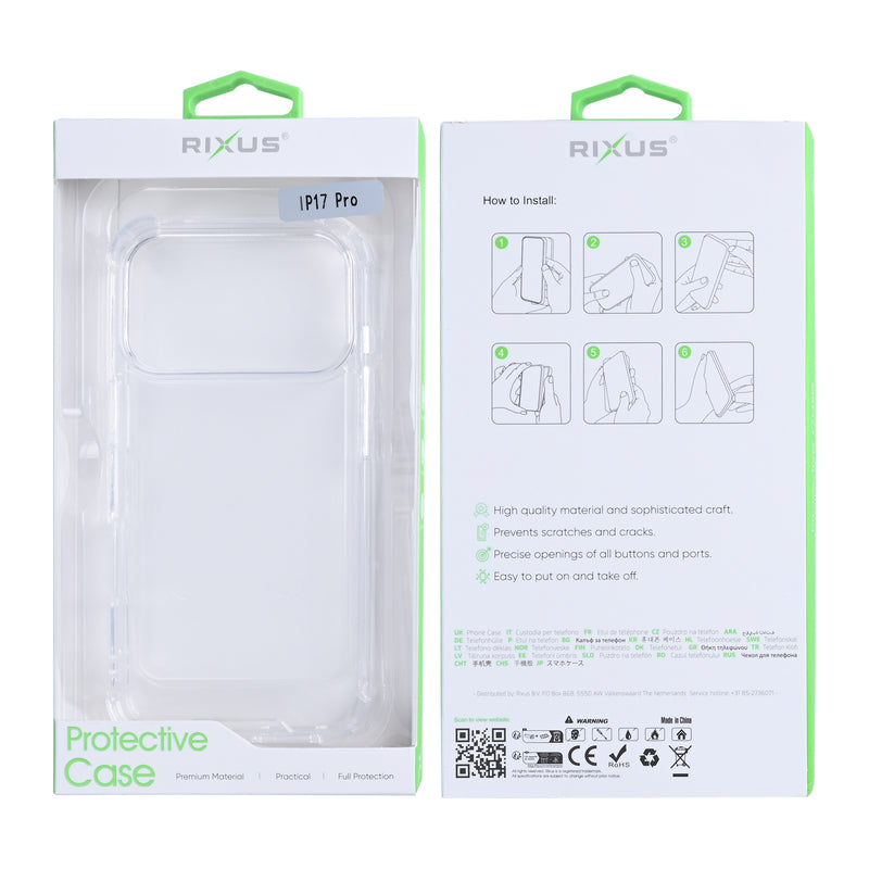 Rixus Anti-Burst Case With MagSafe For iPhone 17 Pro Transparent